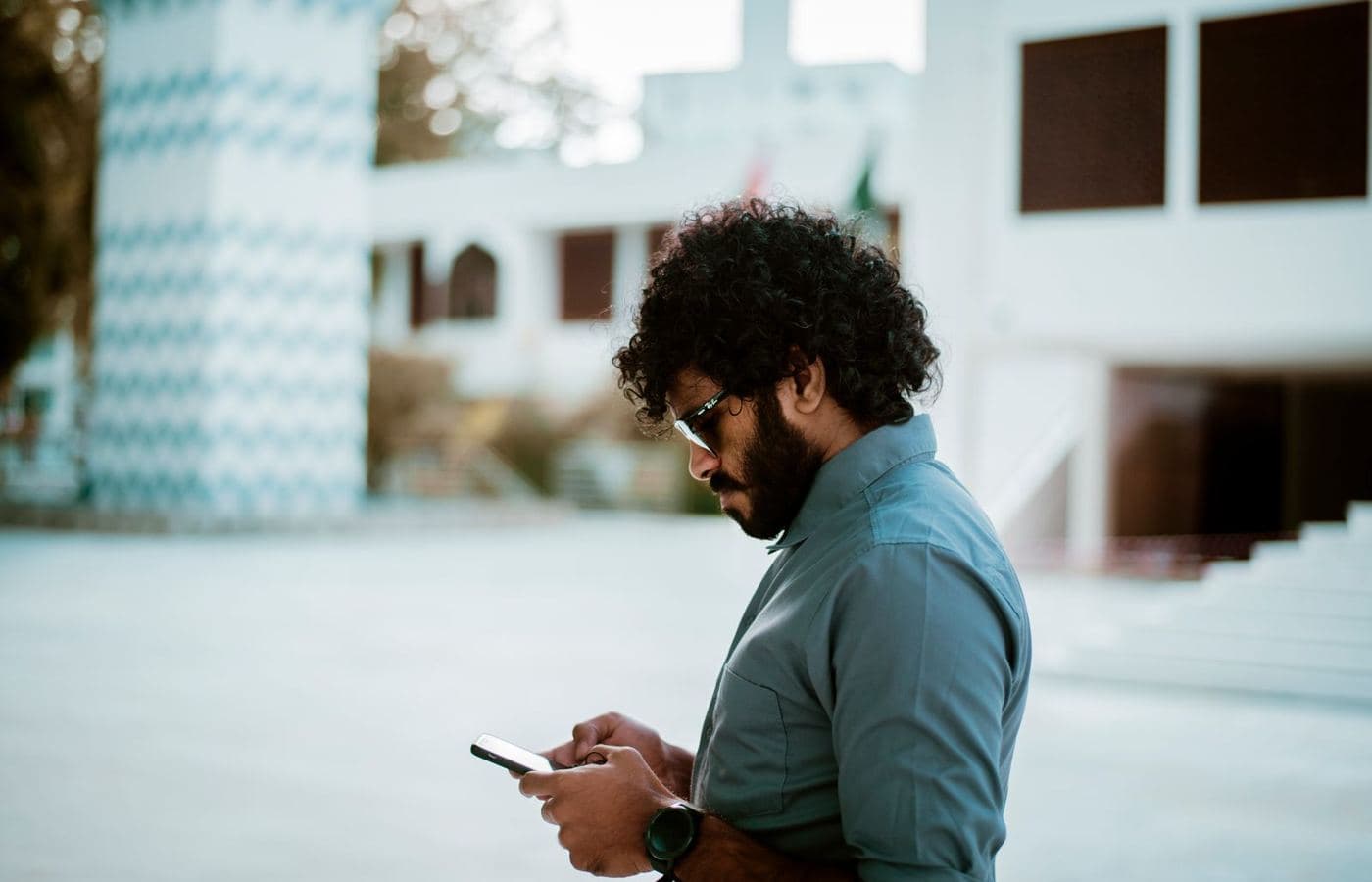A man checking his smartphone