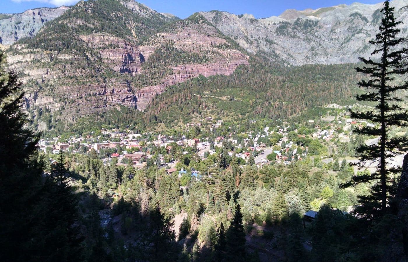 A mountain town surrounded by peaks