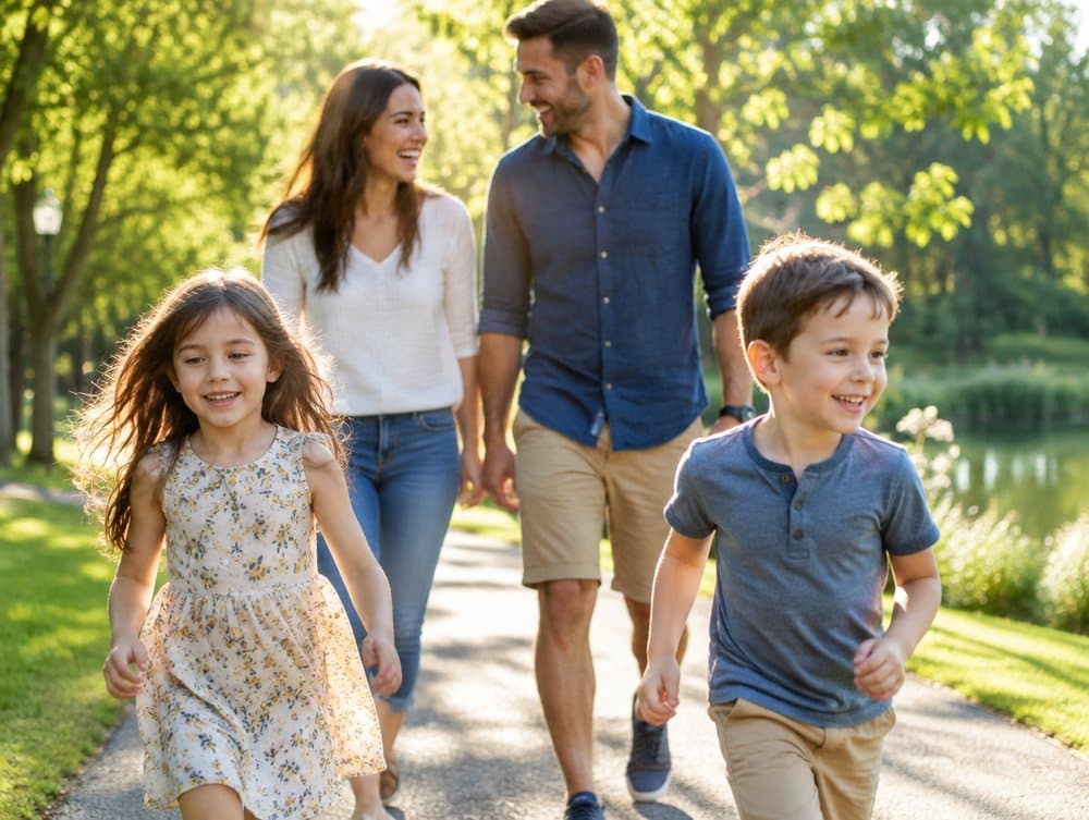 A family reviewing health coverage options together at home